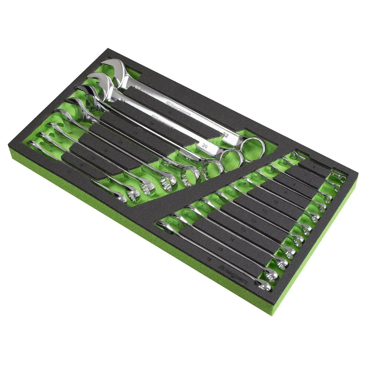 Siegen by Sealey Tool Tray with Combination Spanner Set 19pc - Metric  White Rose Tools
