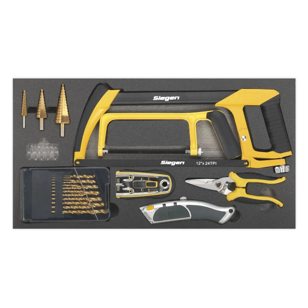 Siegen by Sealey Tool Tray with Cutting & Drilling Set 28pc 
