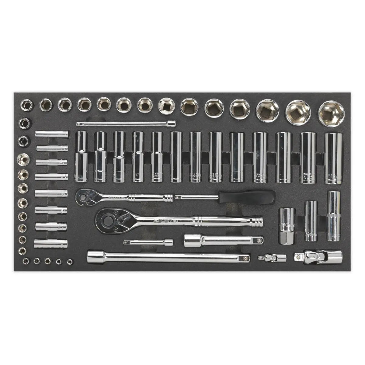 Siegen by Sealey Tool Tray with Socket Set 62pc 1/4" & 1/2"Sq Drive Metric 
