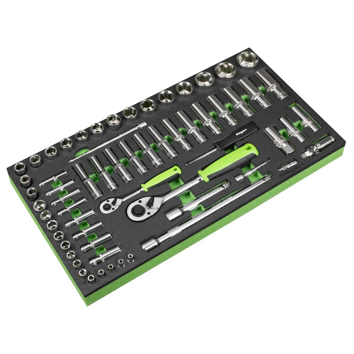 Siegen by Sealey Tool Tray with Socket Set 62pc 1/4" & 1/2"Sq Drive Metric  White Rose Tools