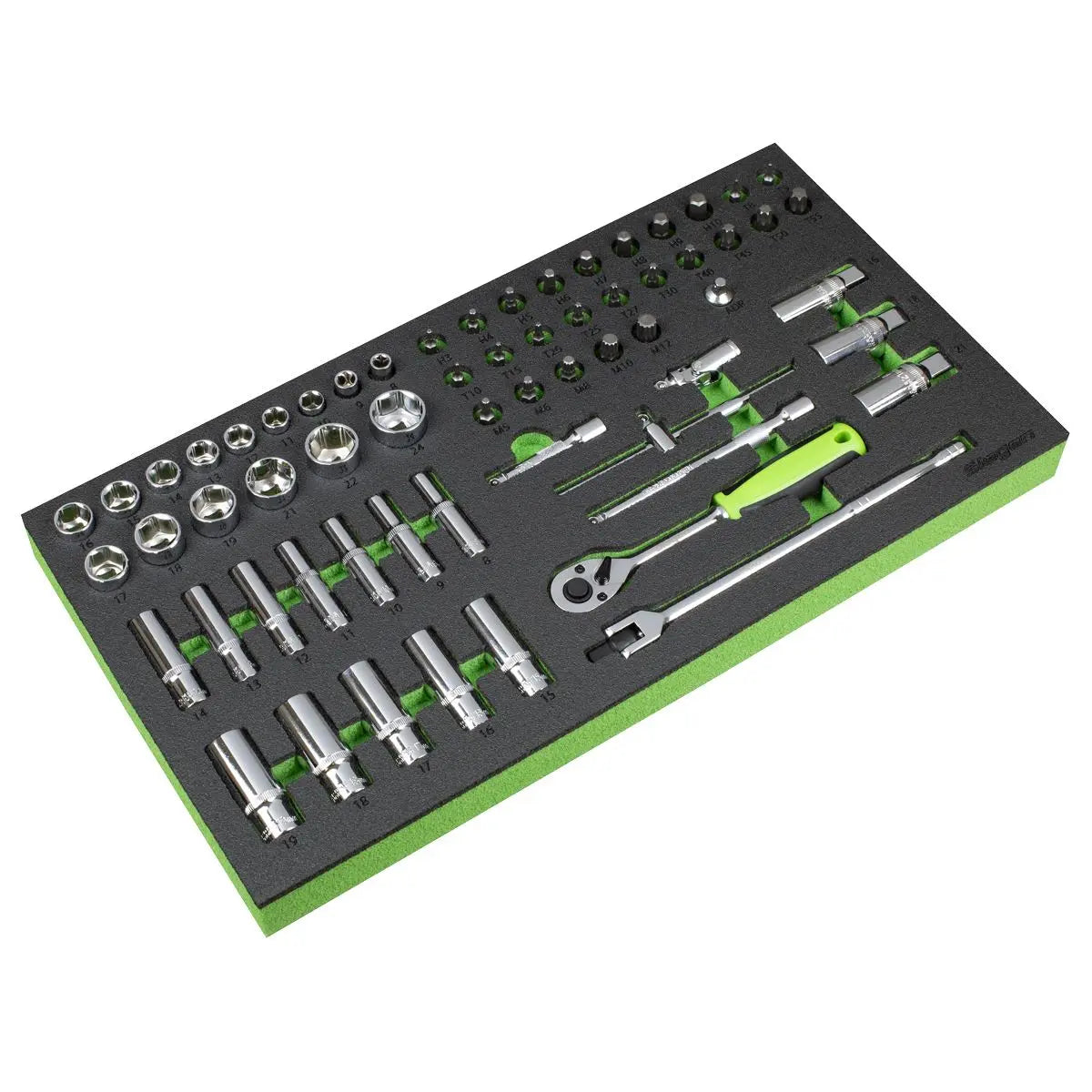 Siegen by Sealey Tool Tray with Socket Set 62pc 3/8"Sq Drive Metric  White Rose Tools