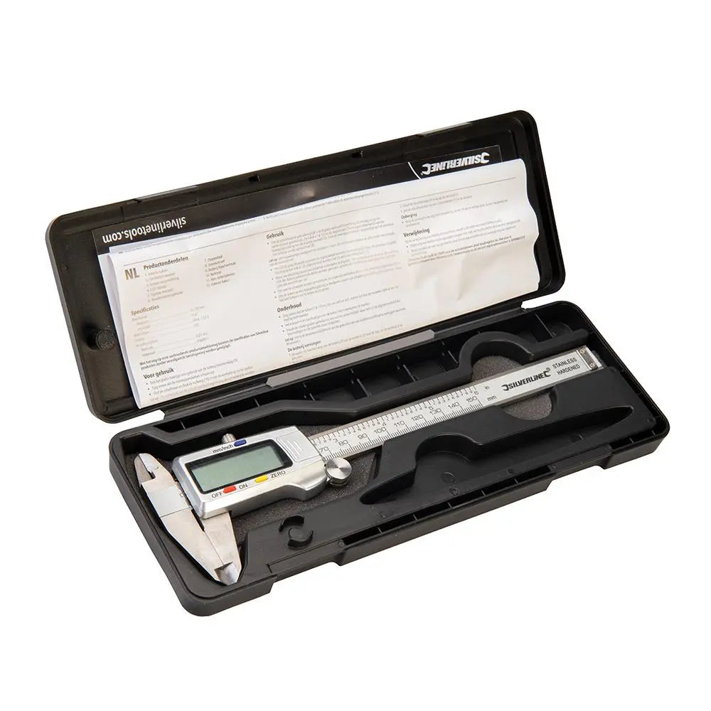 Silverline 0-150mm Digital Vernier Caliper Internal External Depth Measure 