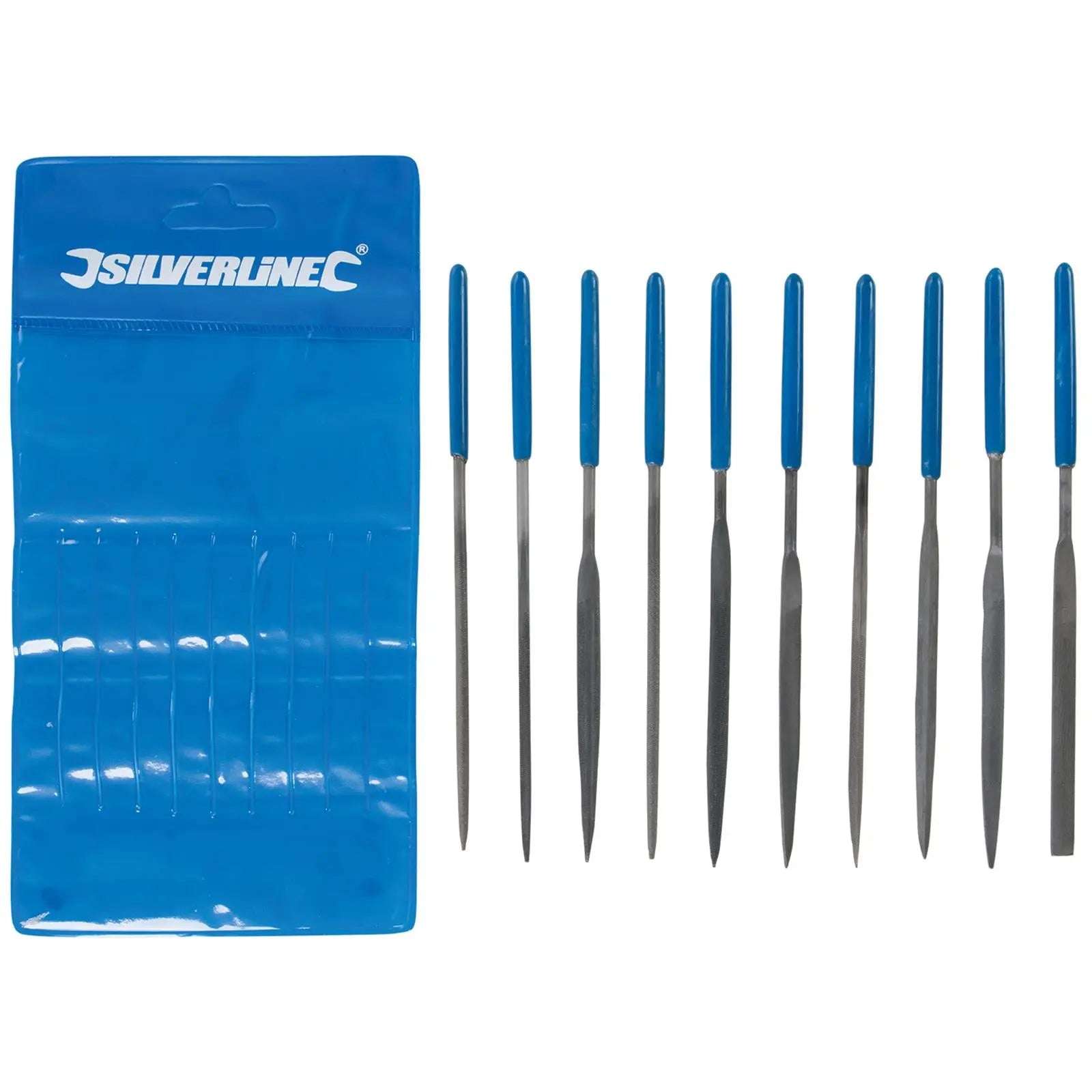 Silverline 10 Piece 140mm Needle File Set 2nd Cut Round Square Flat Barett 