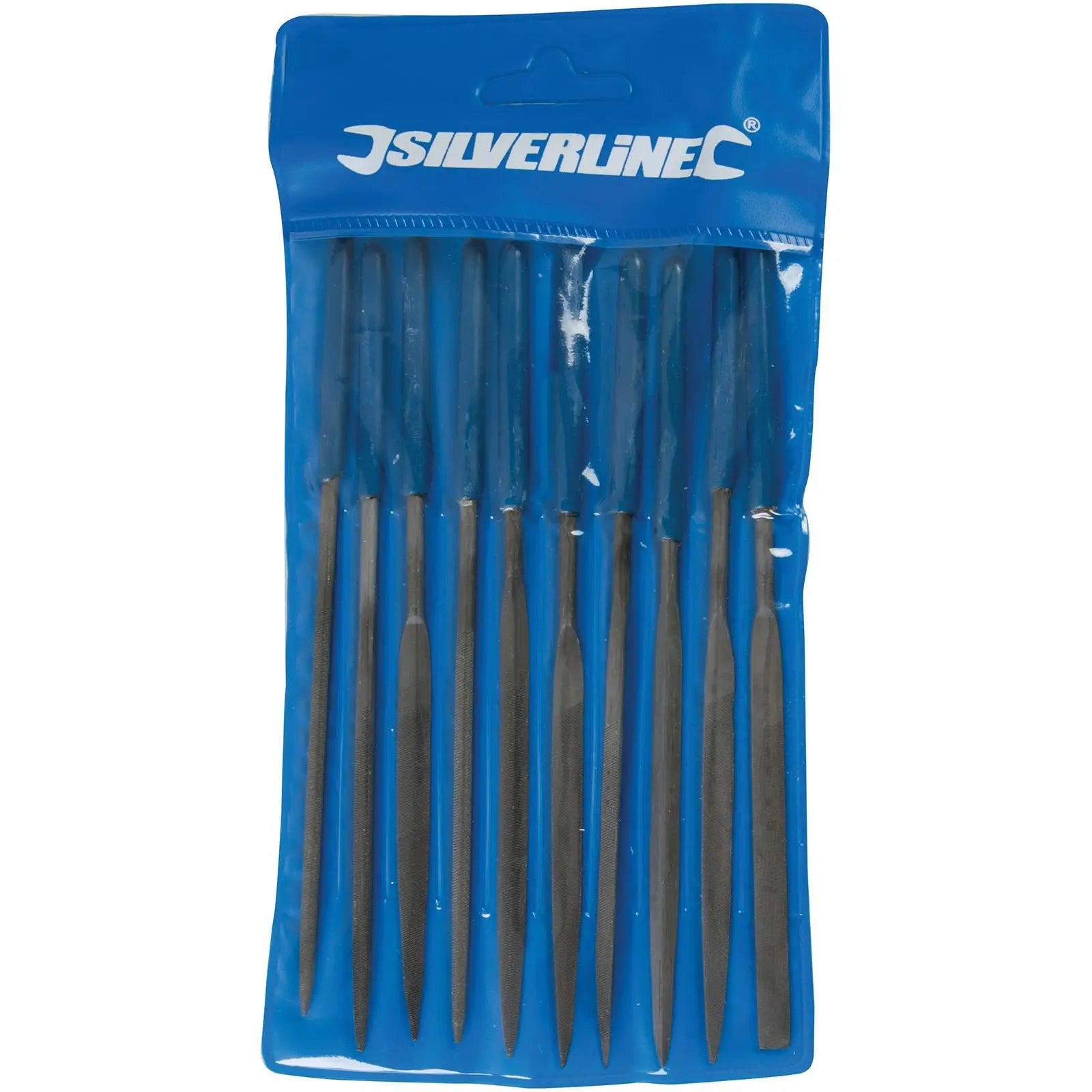 Silverline 10 Piece 140mm Needle File Set 2nd Cut Round Square Flat Barett 