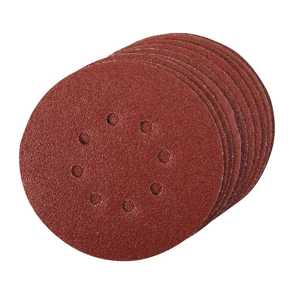 Silverline 10 Piece Punched Hook & Loop Sanding Discs 