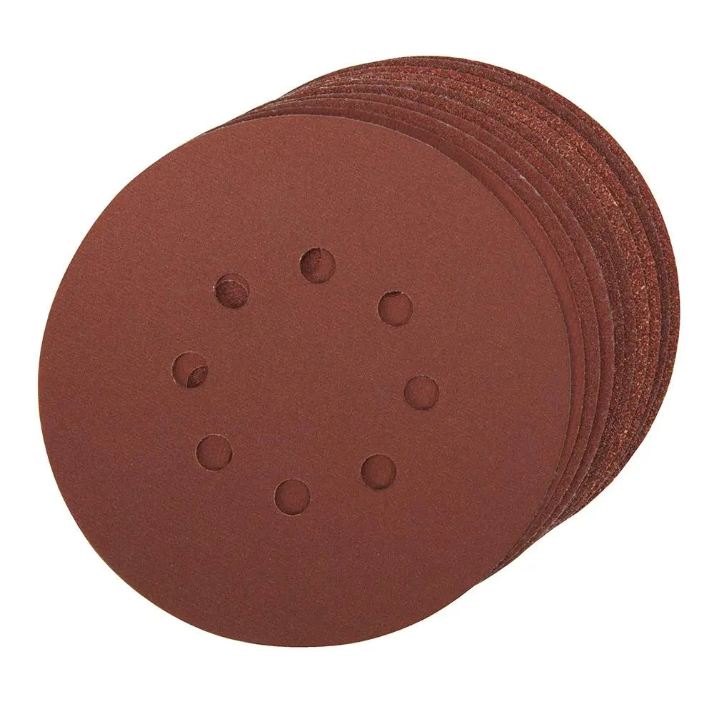 Silverline 10 Piece Punched Hook & Loop Sanding Discs 