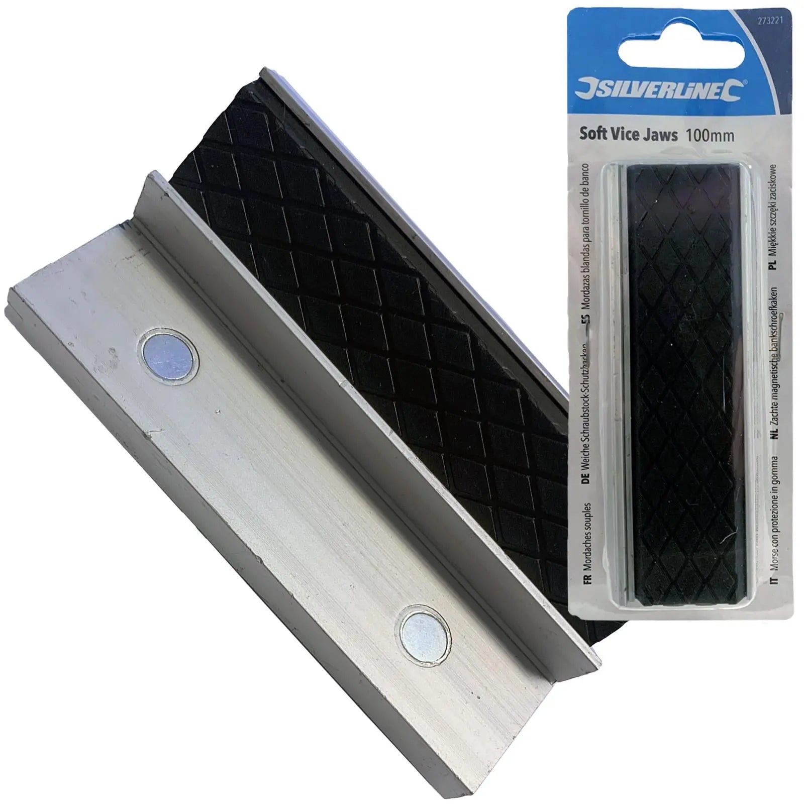 Silverline 100mm Soft Grip Vice Jaws Rubber Magnetic Base Workshop 