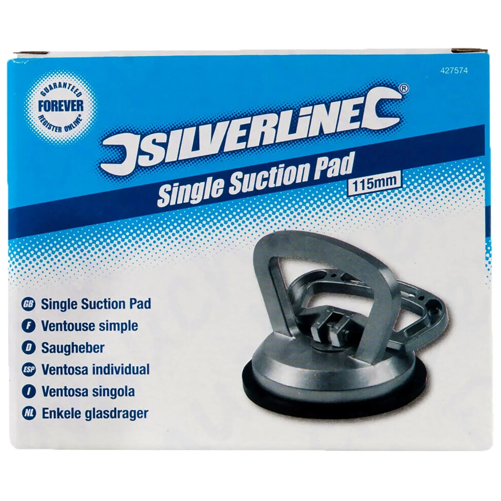 Silverline 115mm Aluminium Single Suction Pad Cup 50kg Window 