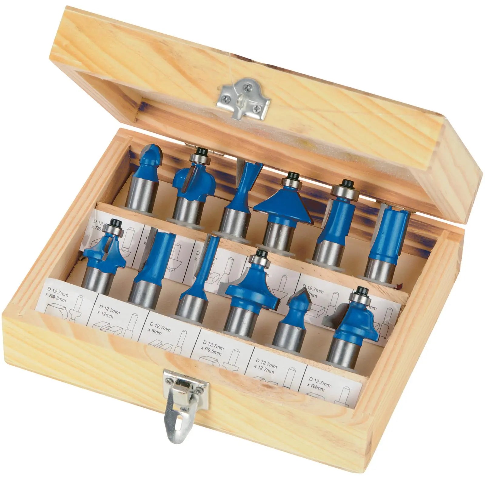 Silverline 12 Piece 1/2" Drive TCT Router Bit Set Cutter Straight Flush Trim Cove 