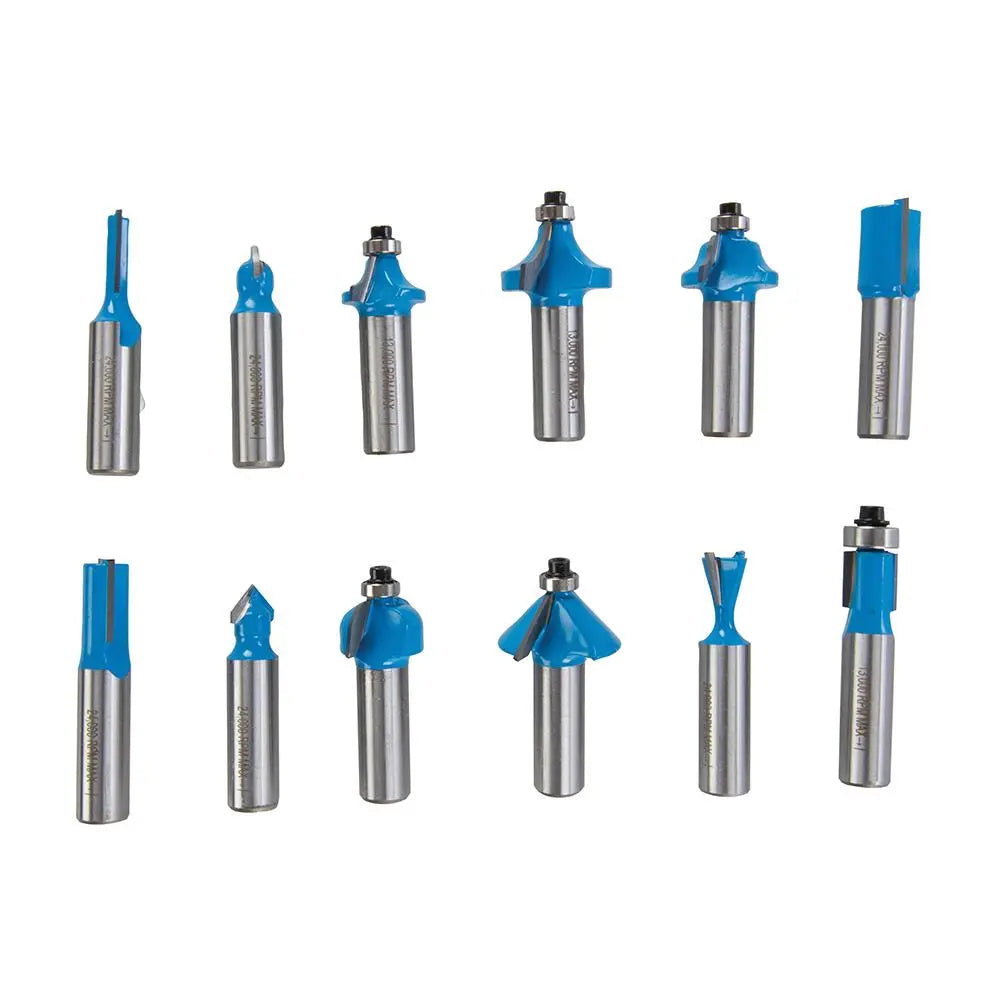 Silverline 12 Piece 12mm Shank TCT Router Bit Set In Wooden Case Cutter Cove 