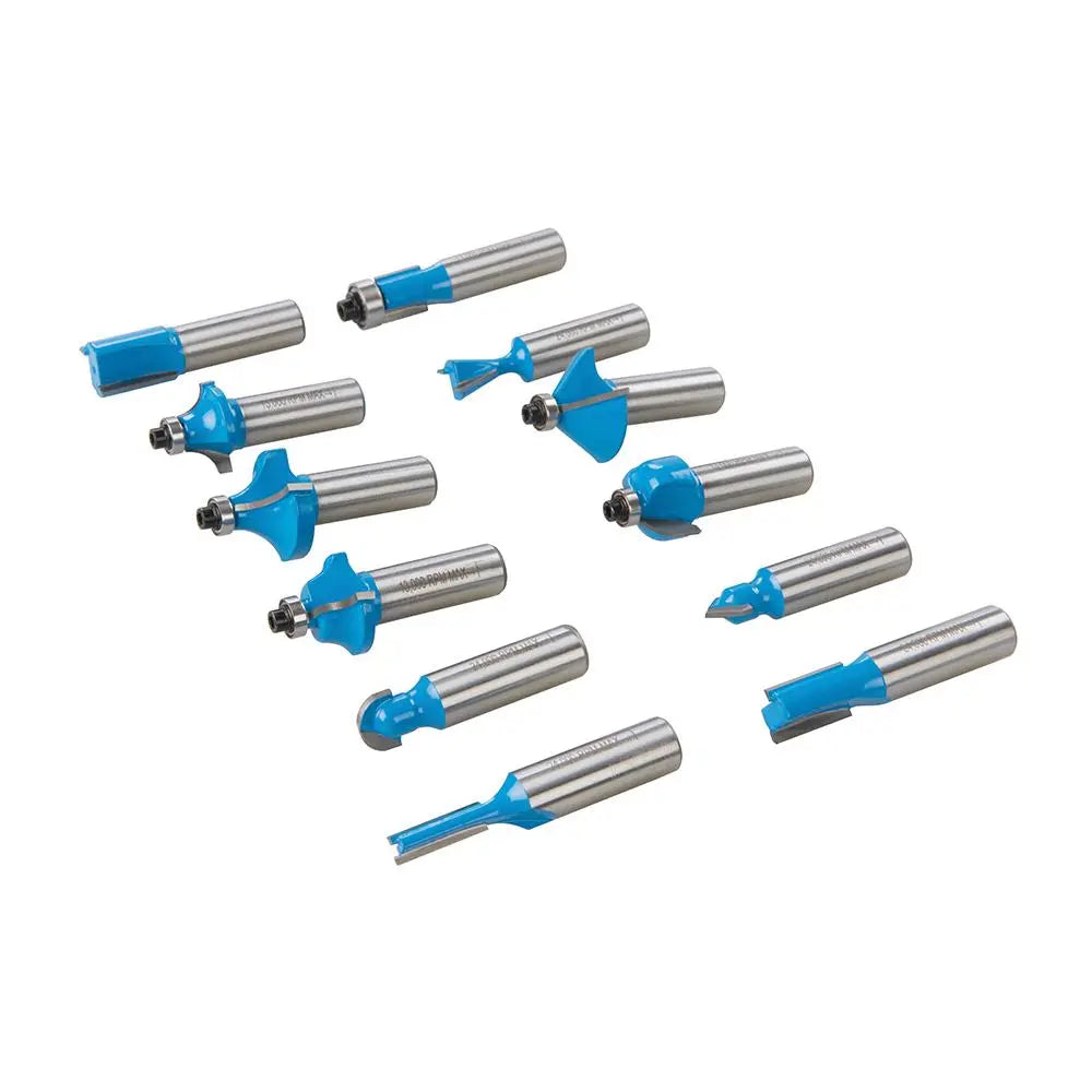 Silverline 12 Piece 12mm Shank TCT Router Bit Set In Wooden Case Cutter Cove 
