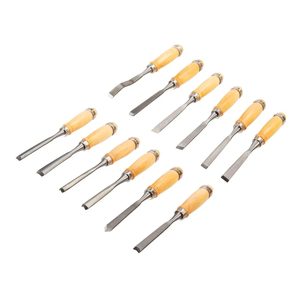 Silverline 12 Piece 200mm Precision Wood Carving Chisels Woodwork 