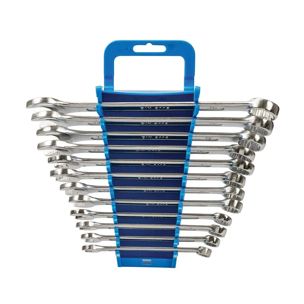 Silverline 12 Piece Combination Spanner Set 8-19mm Open End Hex Storage Rack 