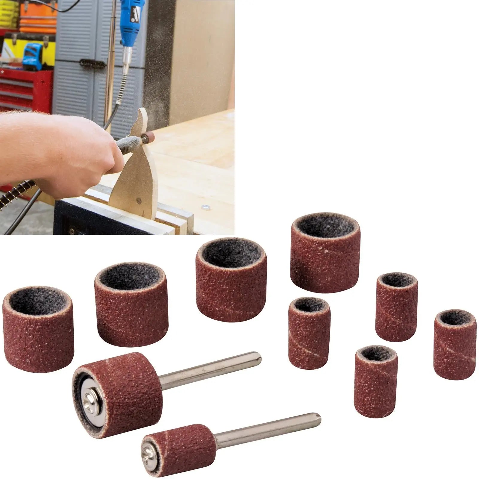 Silverline 12 Piece Drum Sanding Kit Rotary Hobby Tool 1/4" 1/2" 3.1mm 