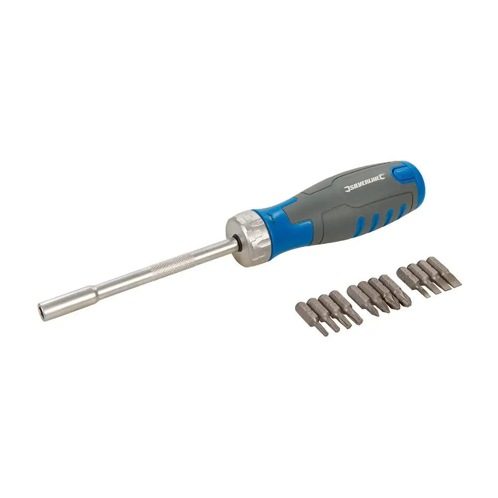 Silverline 12-in-1 Multi-Bit Ratchet Screwdriver 930569  White Rose Tools