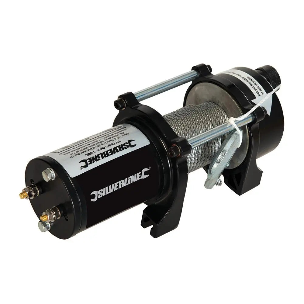 Silverline 12V Electric Winch 900kg (2000lb) 748850  White Rose Tools