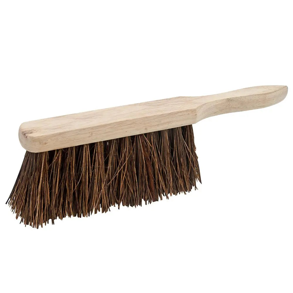Silverline 12" Stiff Bassine Hand Brush Bristles Sweep Broom Clean Wooden 