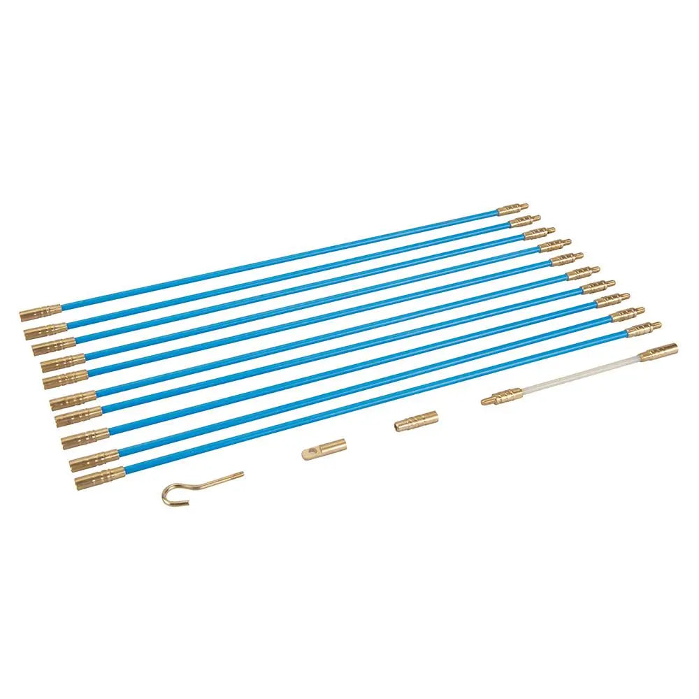 Silverline 13 Piece Cable Access Tool Kit 10 x 330mm Rods Wires Electrician 