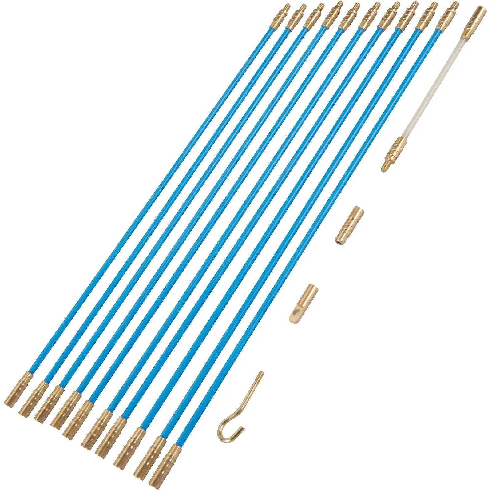 Silverline 13 Piece Cable Access Tool Kit 10 x 330mm Rods Wires Electrician 