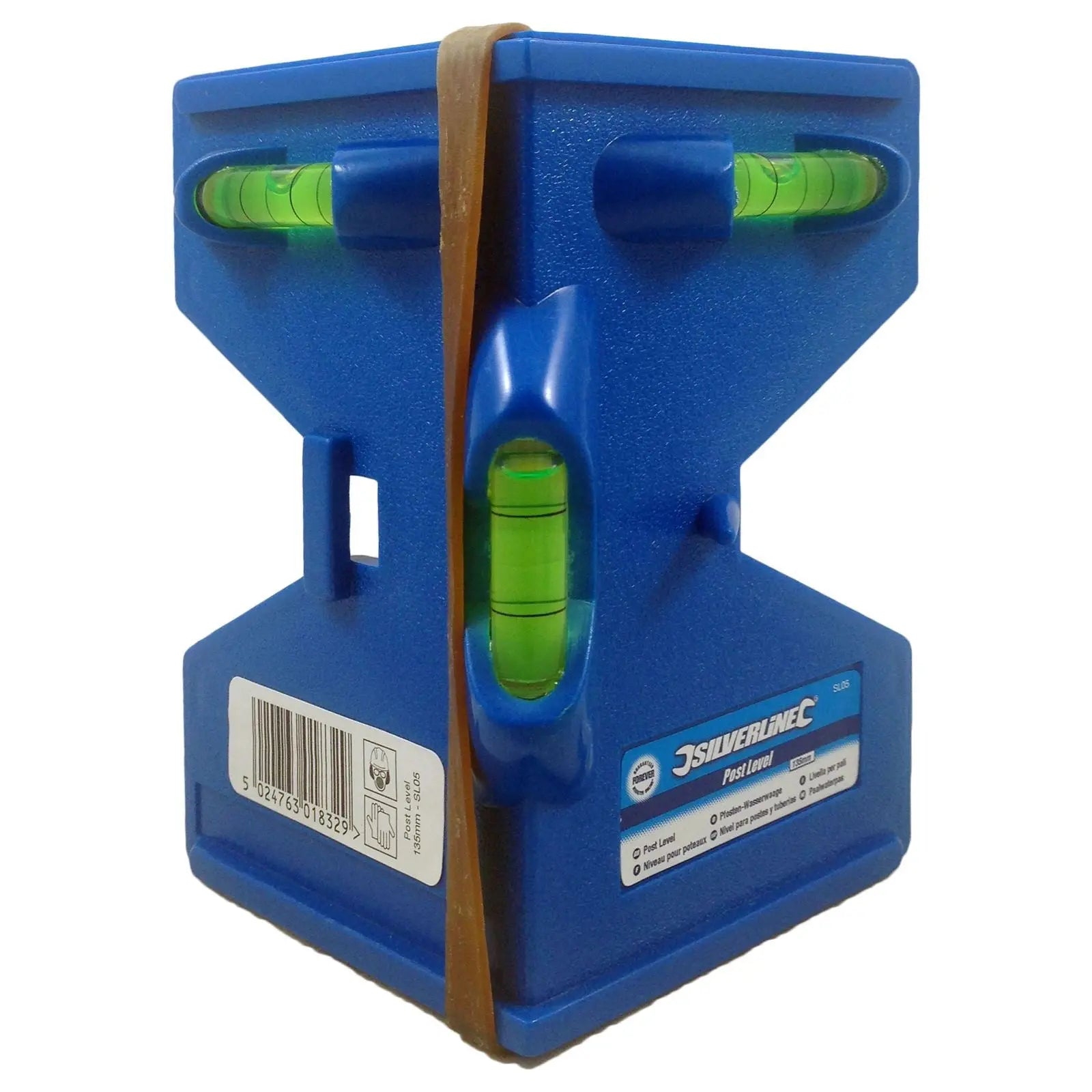 Silverline 135mm Post Level With Elastic Band Spirit Measuring 