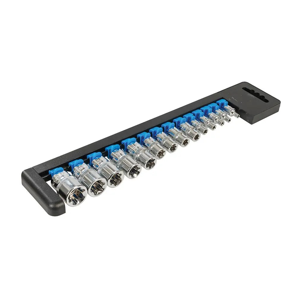 Silverline 14 Piece Torx External Socket Set E4-E24 1/4" 3/8" 1/2" Drive 14pc  White Rose Tools