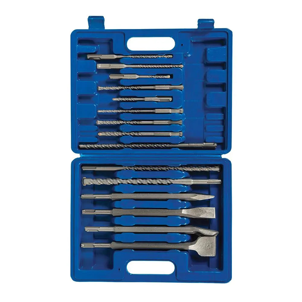 Silverline 15 Piece SDS+ Masonry Drill & Steel Set Chisel Bit Set Steel 5.5mm-16mm 