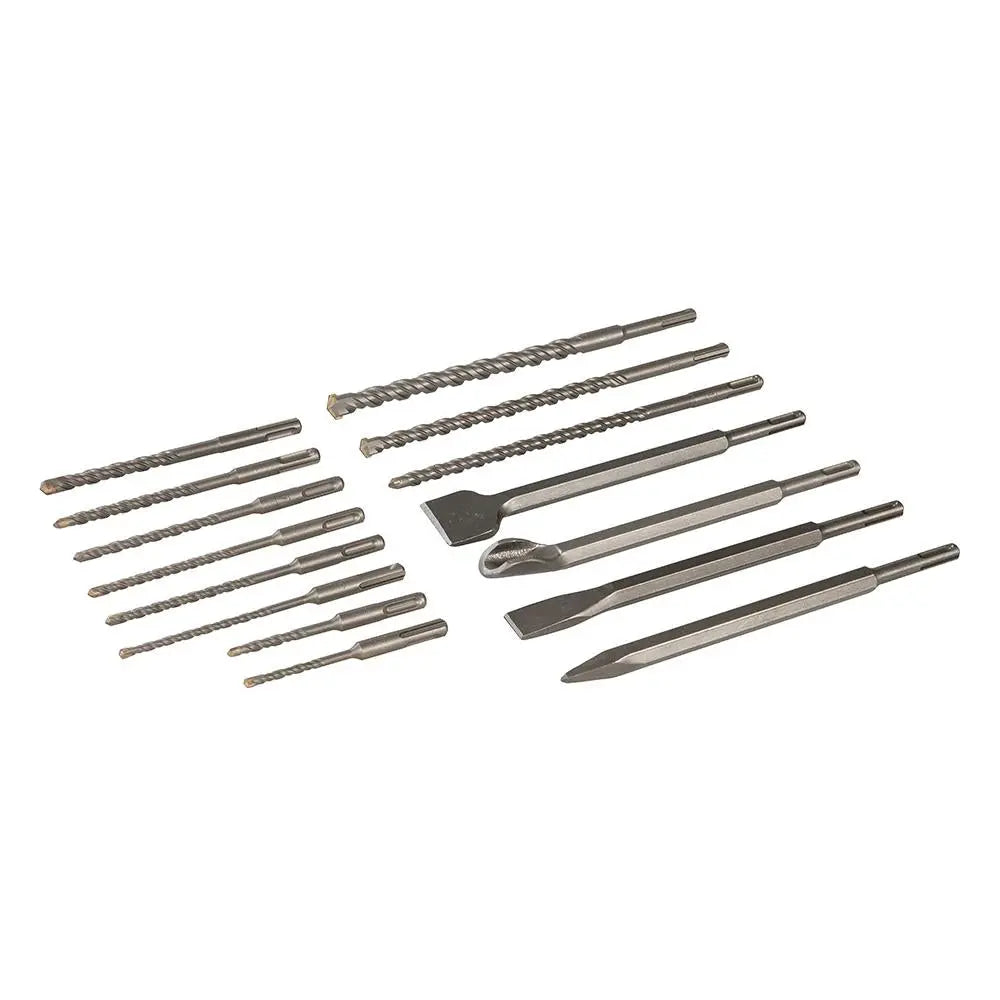 Silverline 15 Piece SDS+ Masonry Drill & Steel Set Chisel Bit Set Steel 5.5mm-16mm 