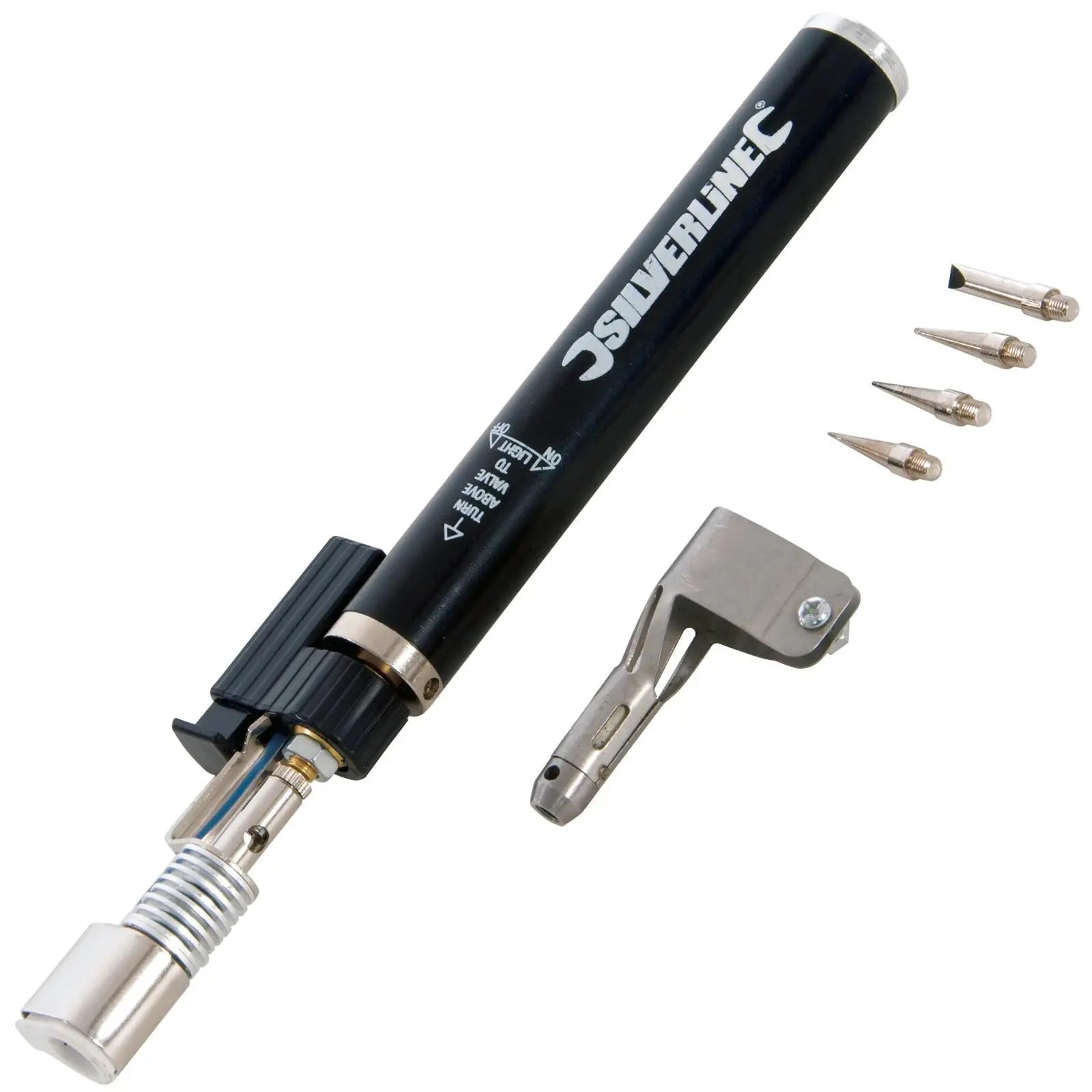 Silverline 195mm Gas Soldering Iron Pen Heat Control Lighter Fuel 