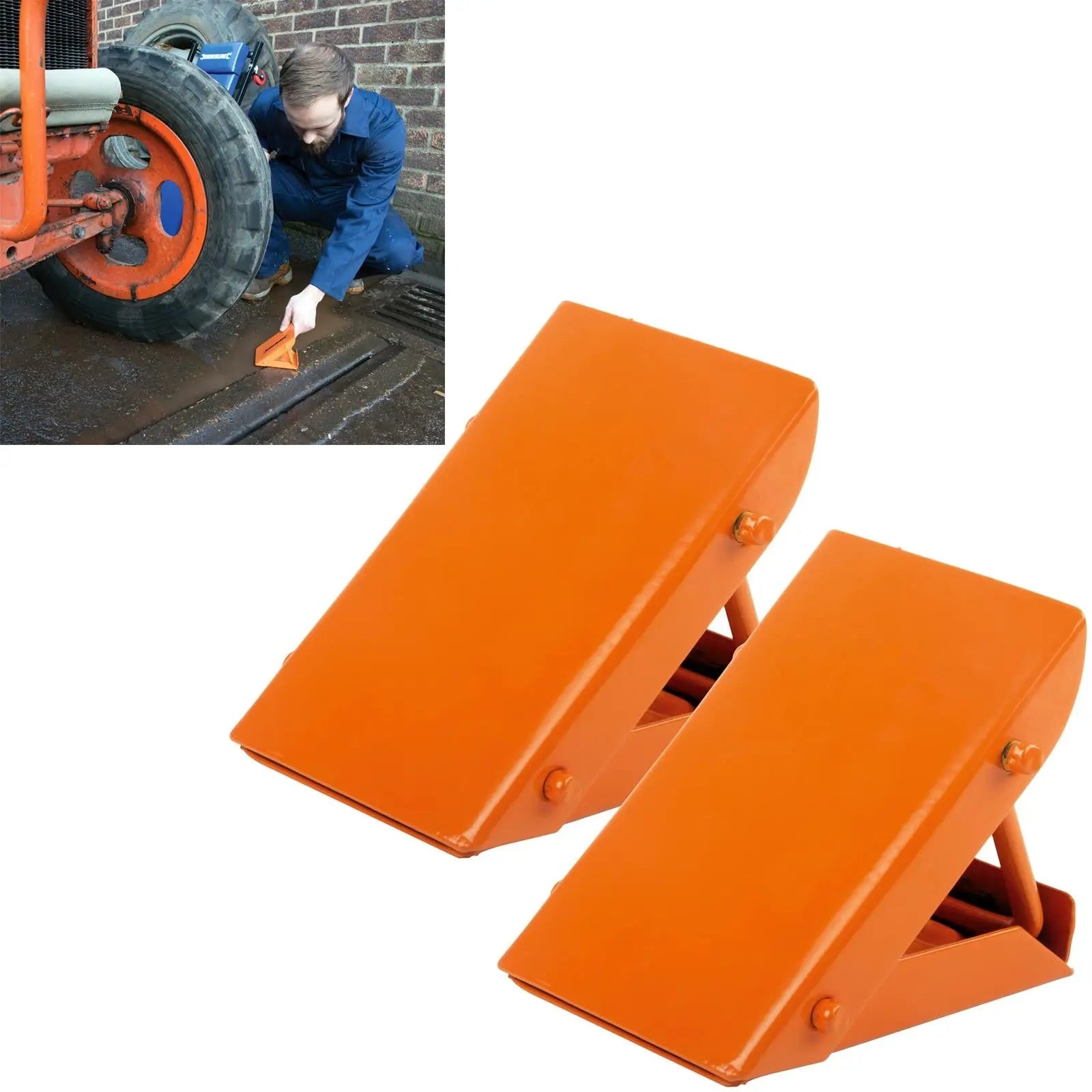 Silverline 2 Piece Folding Wheel Chocks Car Caravan Trailer Van Heavy Duty Wedge 