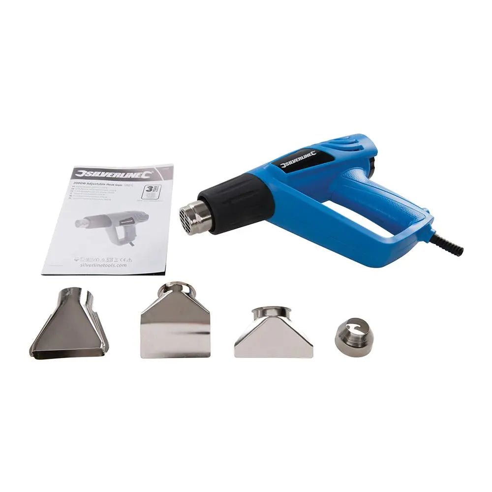 Silverline 2000w Silverstorm Hot Air Gun Wallpaper Paint Stripper 4 Nozzle 