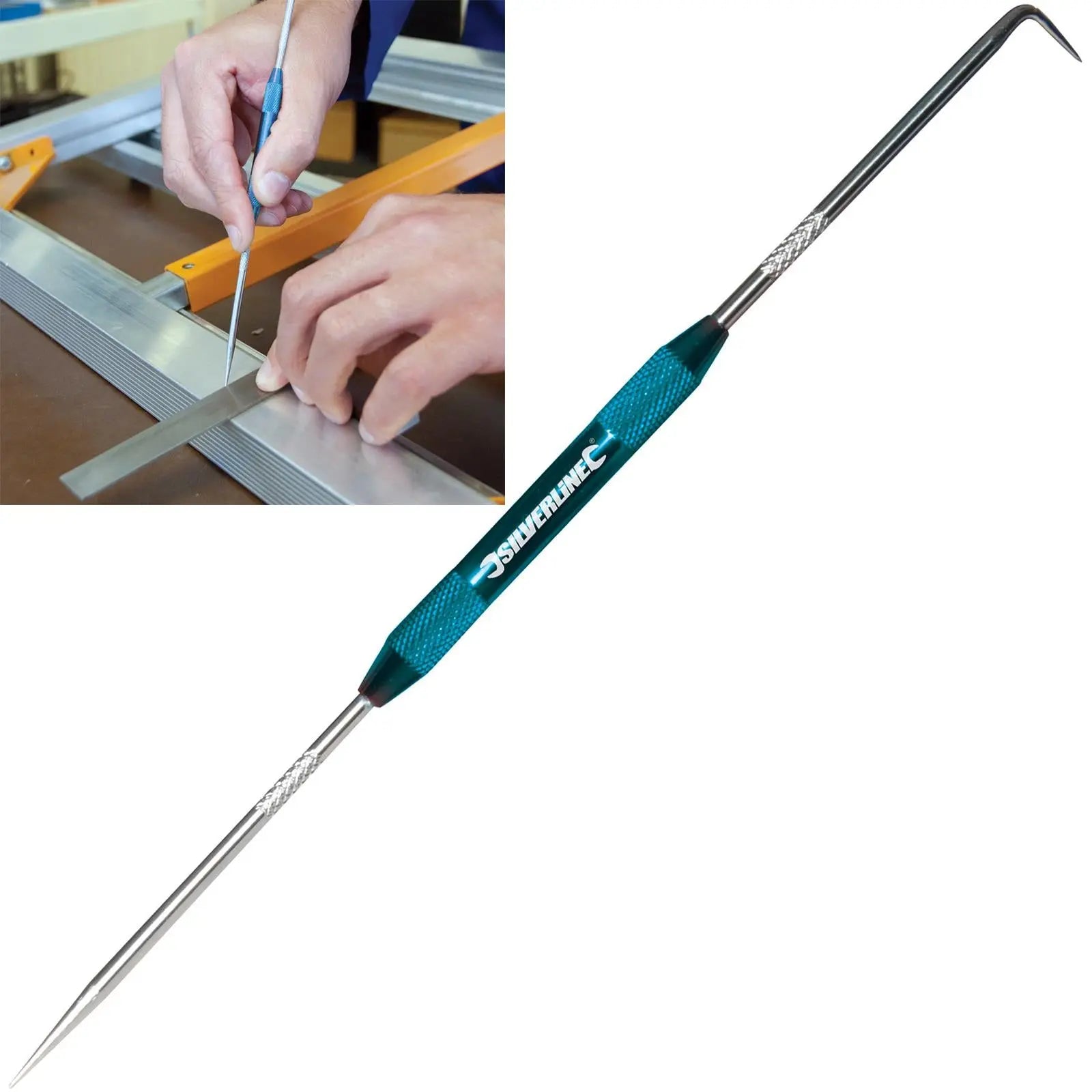 Silverline 200mm Engineers Scriber Straight & 90° Scoring Metal Plastic 