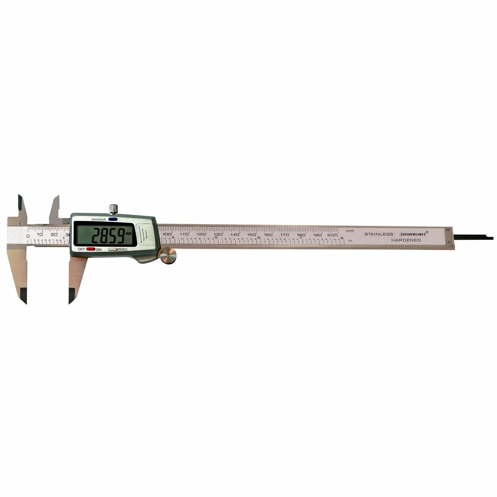 Silverline 200mm Expert Digital Vernier Caliper Metric Imperial Measuring 
