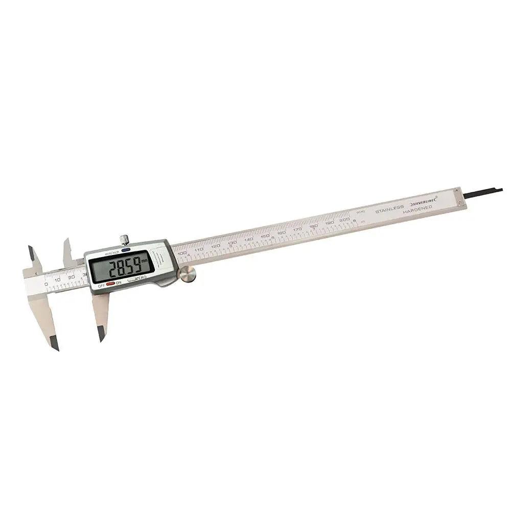 Silverline 200mm Expert Digital Vernier Caliper Metric Imperial Measuring 