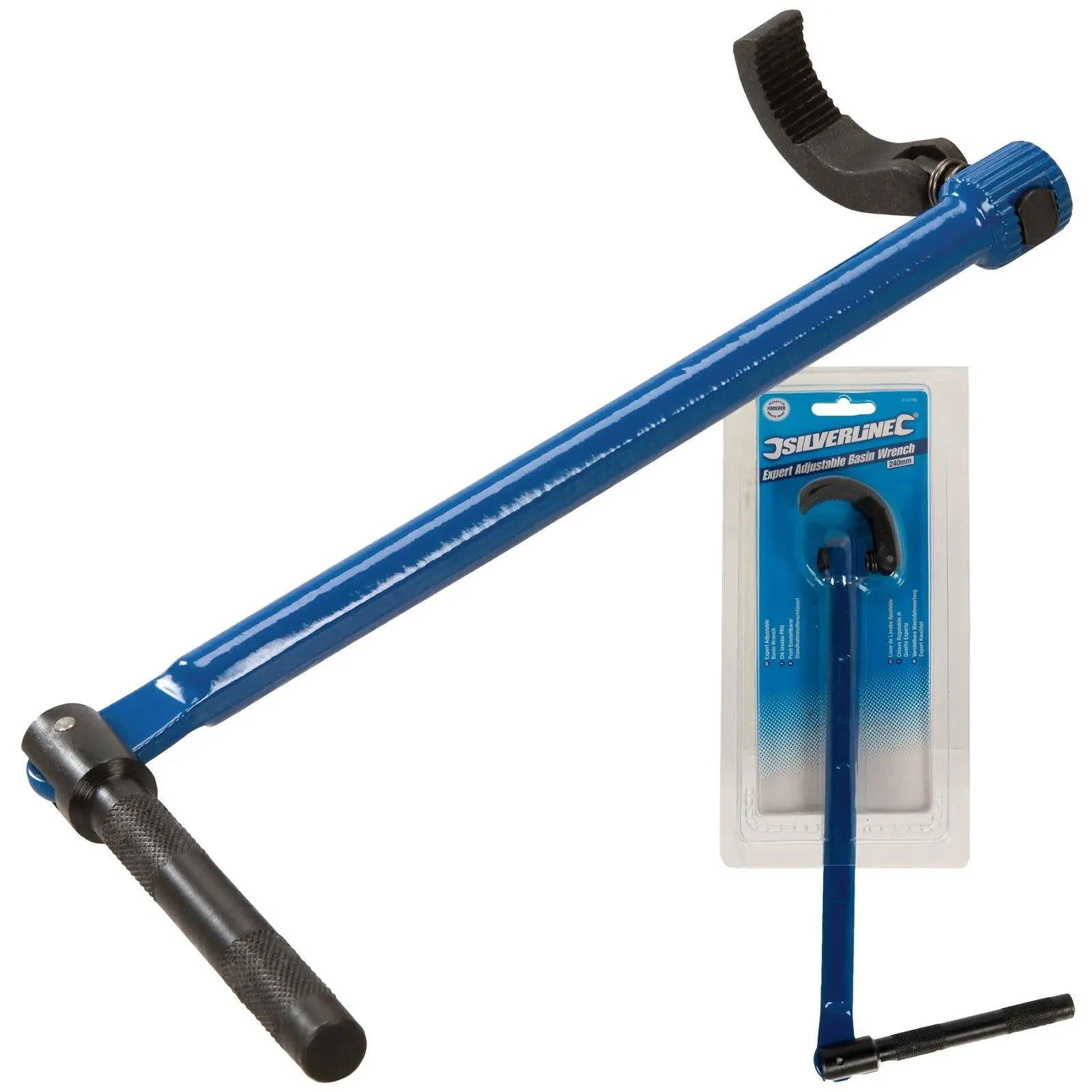 Silverline 240mm Expert Adjustable Basin Wrench Spanner Tap Sink Bath 