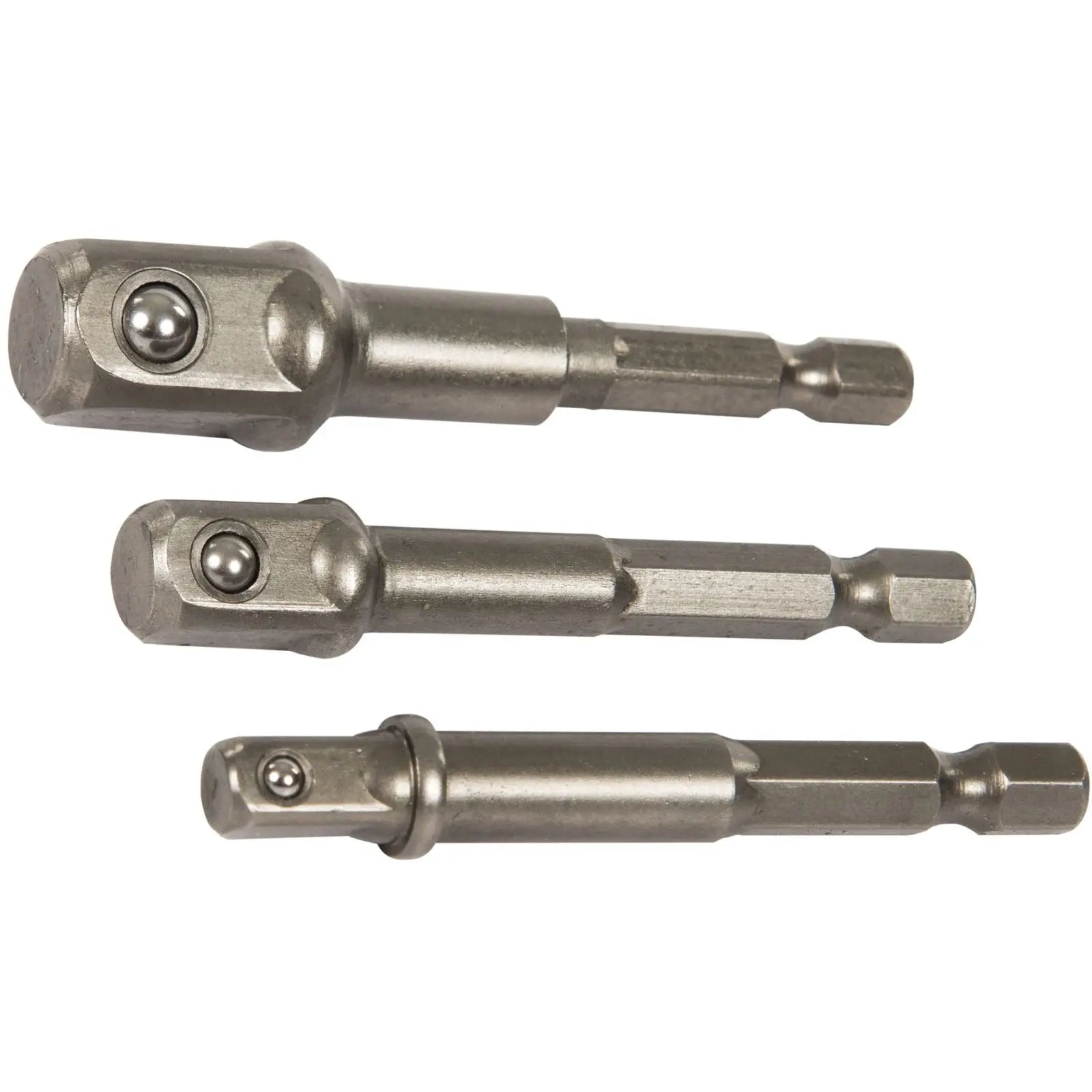 Silverline 3 Piece Hex Socket Driver Set Shank 1/4", 3/8" & 1/2" Drill Adaptor Converter 