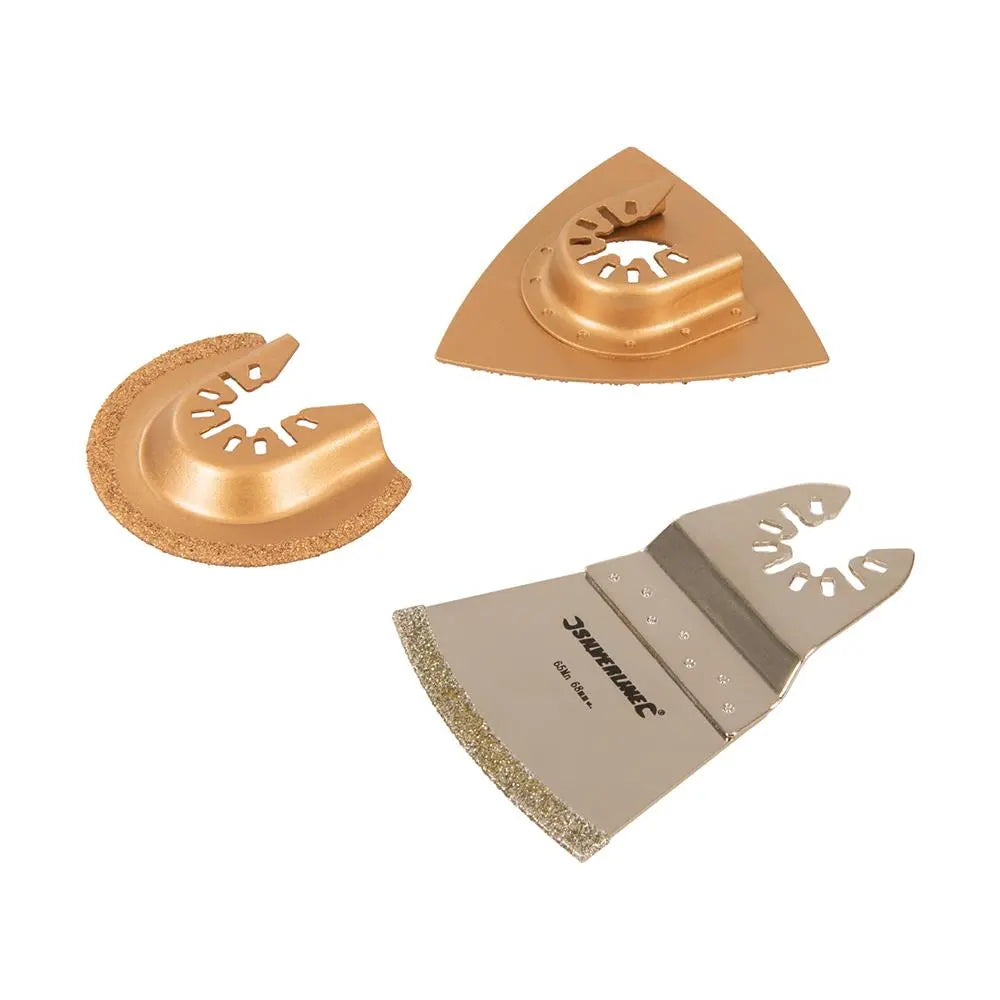 Silverline 3 Piece Multi-Cutter Ceramic Blade Set Cutting Griding Concrete 