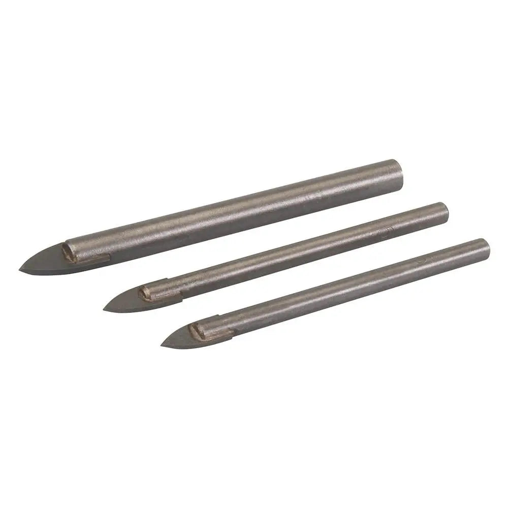 Silverline 3 Piece Tile & Glass Drill Bit Set 5, 6 & 8mm Ceramic Bathroom Kitchen 