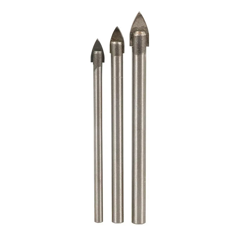 Silverline 3 Piece Tile & Glass Drill Bit Set 5, 6 & 8mm Ceramic Bathroom Kitchen 
