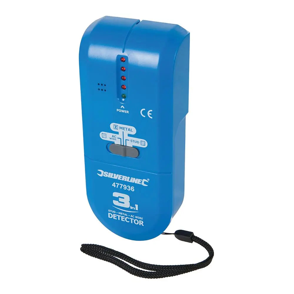 Silverline 3 in 1 Detector Volt Stud Metal Live AC Wire Joist Tester 