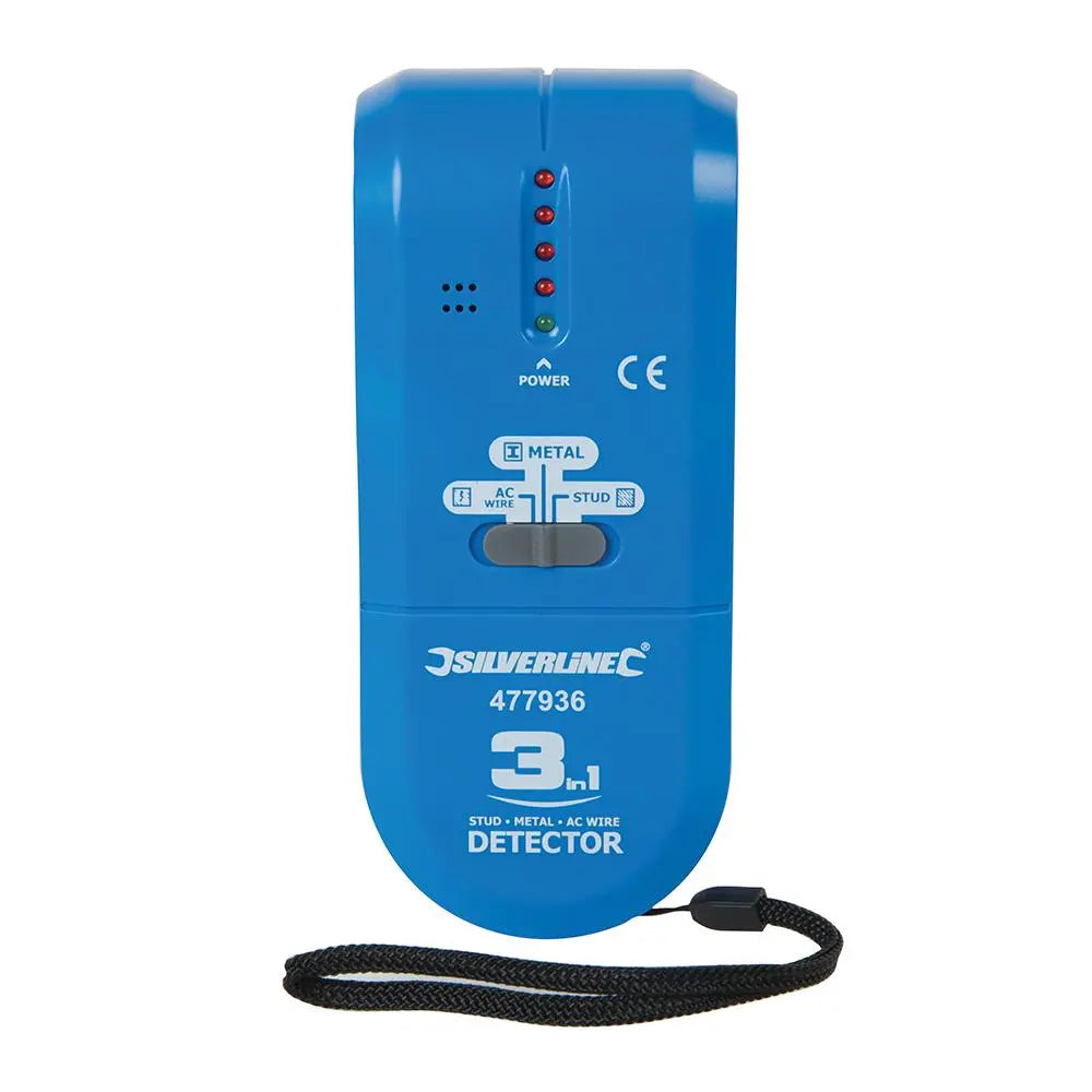 Silverline 3 in 1 Detector Volt Stud Metal Live AC Wire Joist Tester 