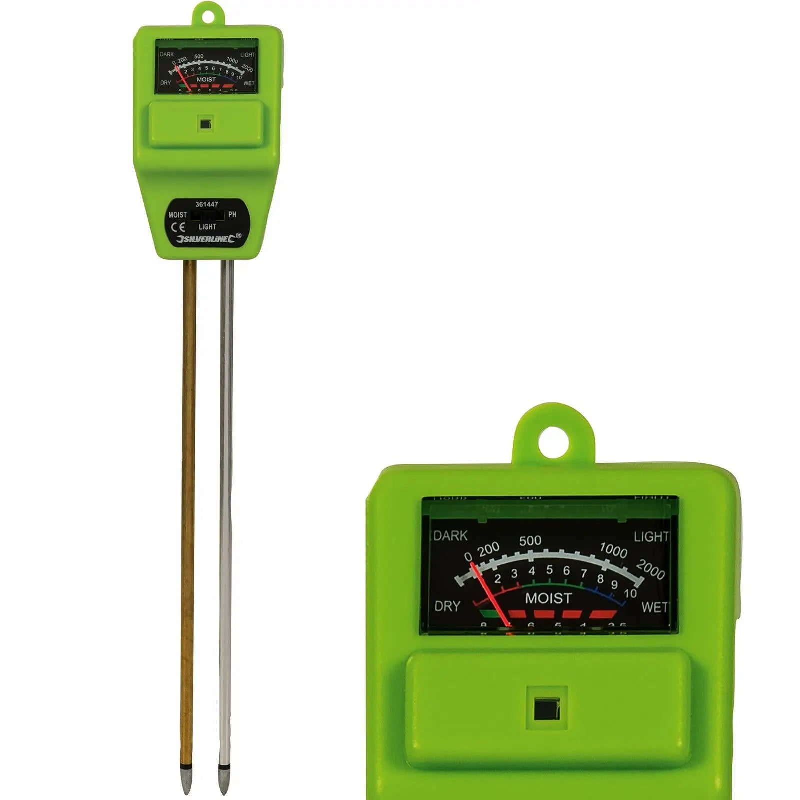 Silverline 3 in 1 Soil Tester Plant Moisture Light PH Acid Solar Powered 