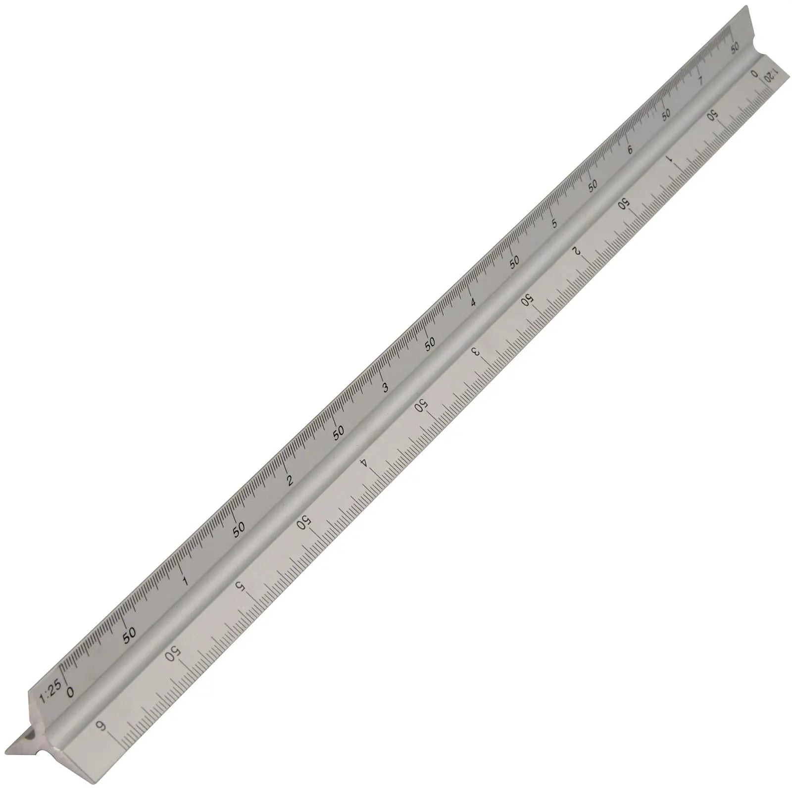Silverline 300mm Aluminium Scale Tri Rule Metric Measuring Triangular Ruler 