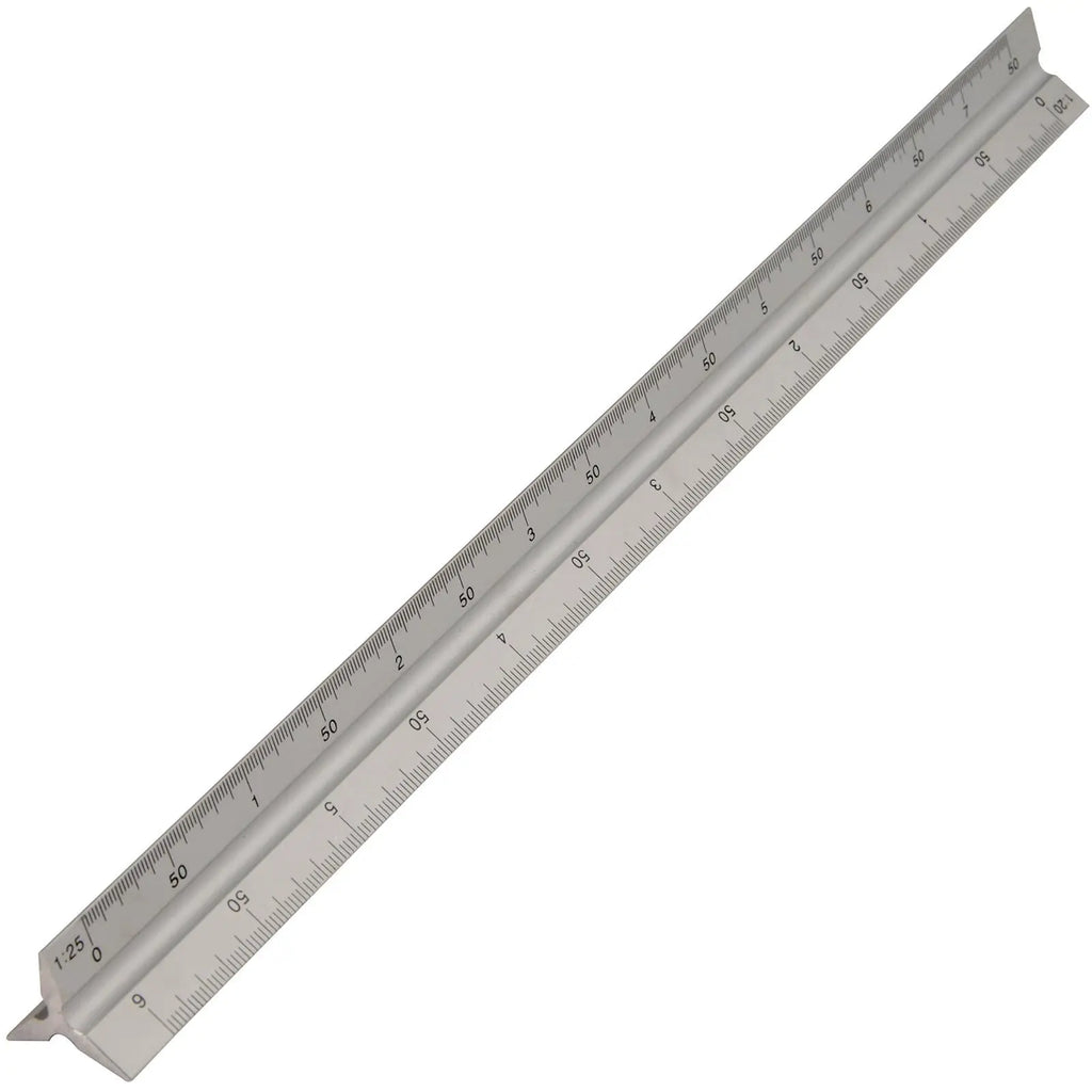 Tri Rule Silverline 300mm Aluminium Scale Tri Rule Metric Measuring Triangular
