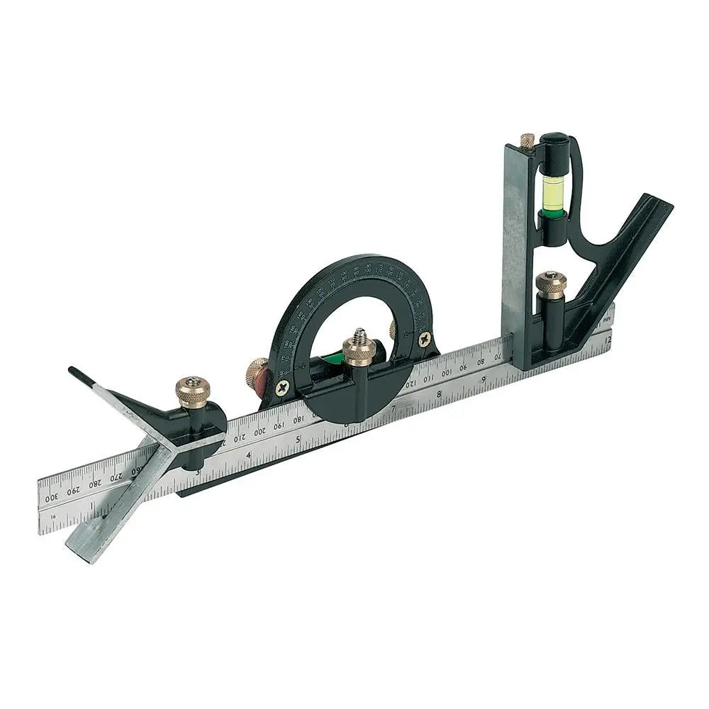 Silverline 300mm Combination Square Set Spirit Level Metric Imperial Scriber 