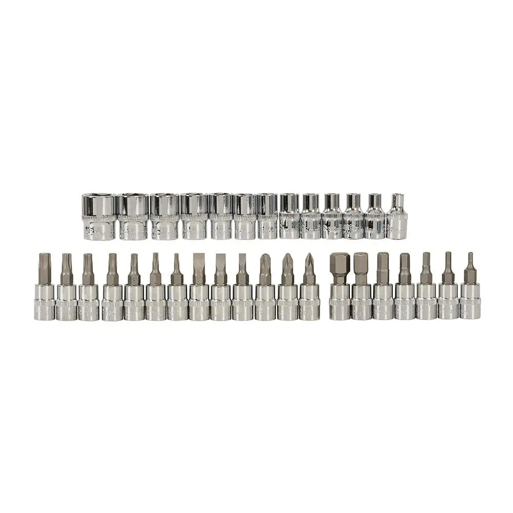 Silverline 38 Piece 1/4" Drive Metric Socket Wrench Set Extension Bar Ratchet Handle 