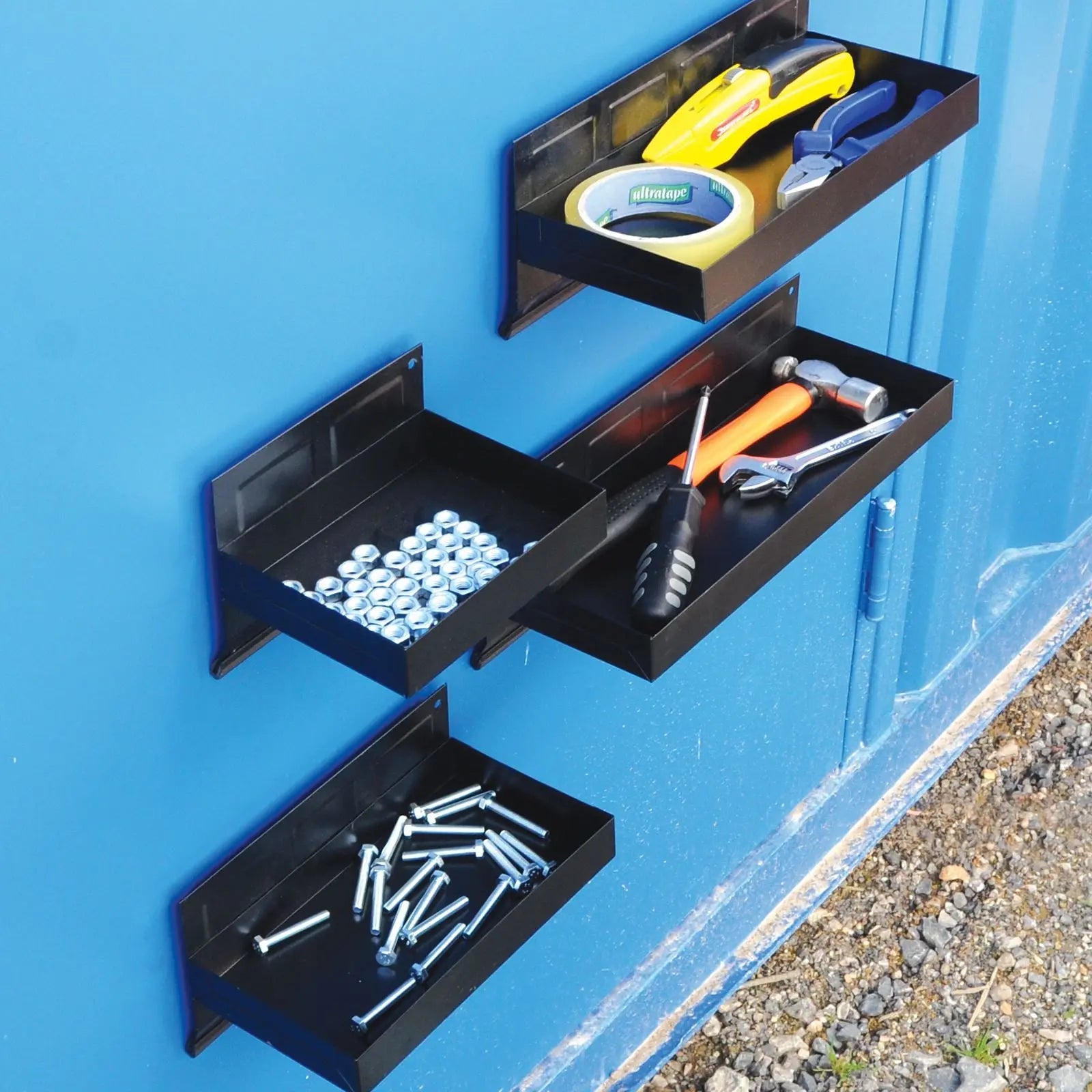 Silverline 4 Piece Magnetic Tool Tray Set 150-310mm Storage Garage Workshop Tidy 