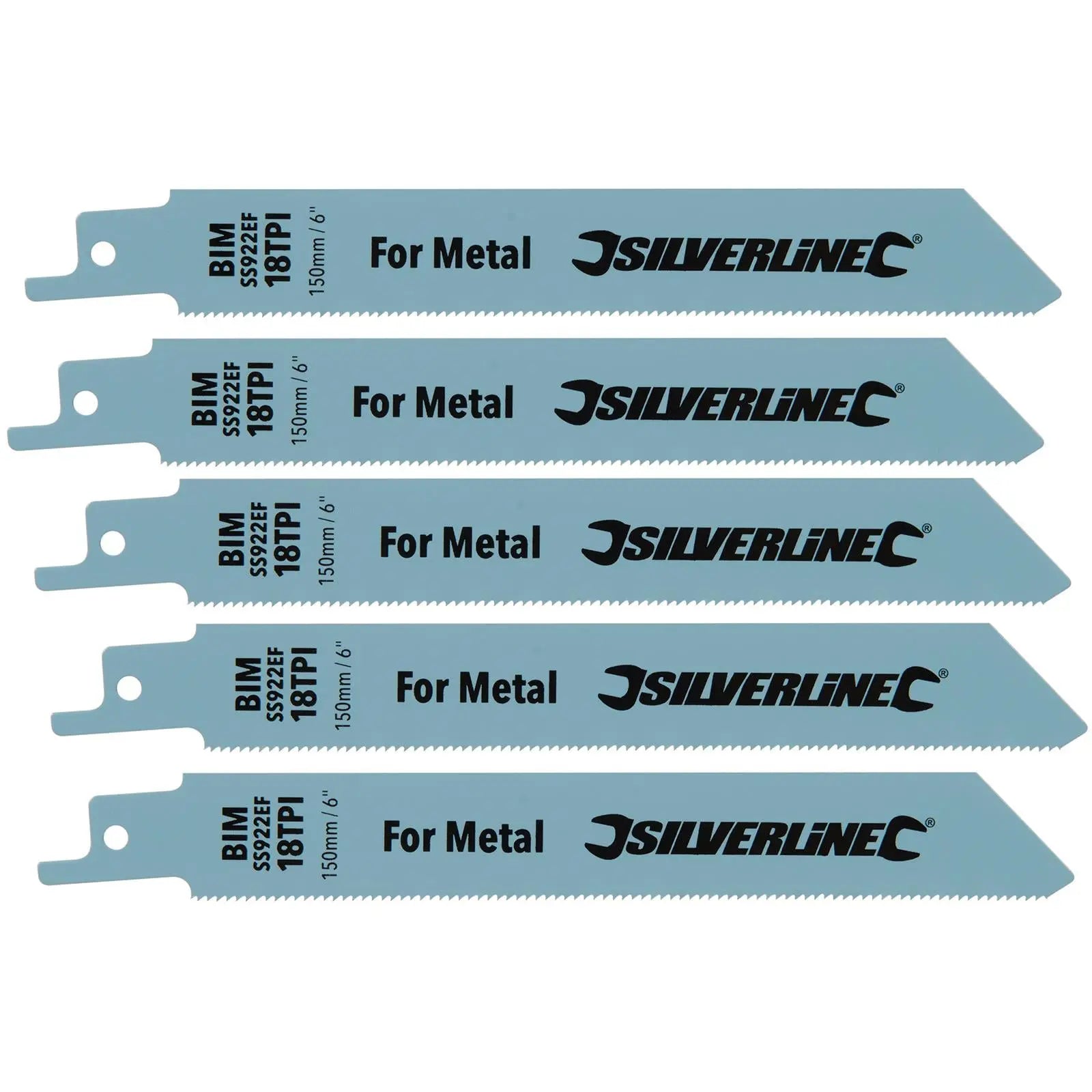 Silverline 5 Piece 150mm Recipro Saw Blades 18TPI  Fine Metal Cutting 