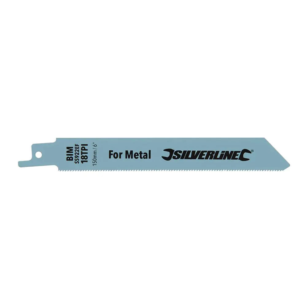 Silverline 5 Piece 150mm Recipro Saw Blades 18TPI  Fine Metal Cutting 