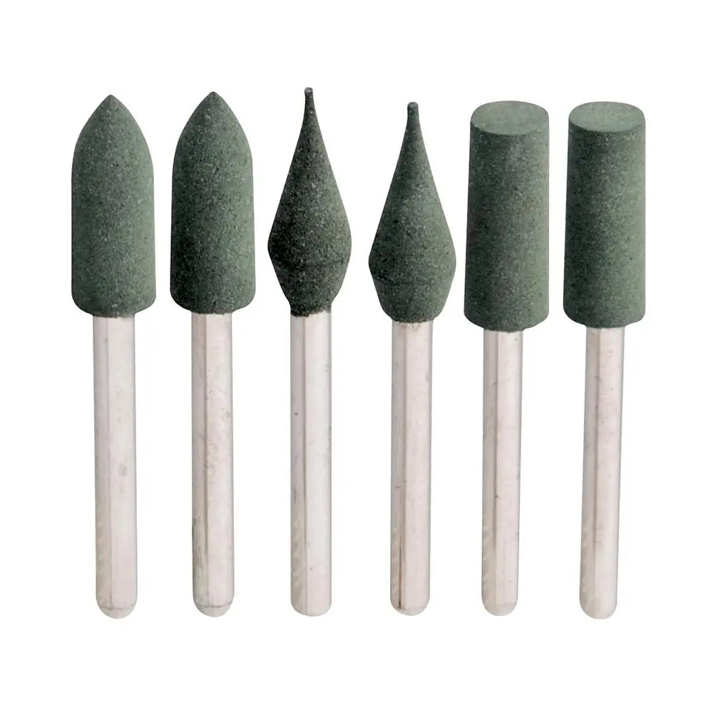 Silverline 6 Piece Rubber Polishing Tips Set 3.1mm Mandrel Rotary Hobby Tool 