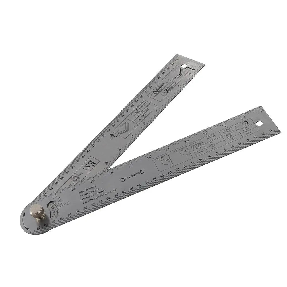 Silverline 600mm Easy Angle Protractor Rule Metric Imperial Ruler Foldable 